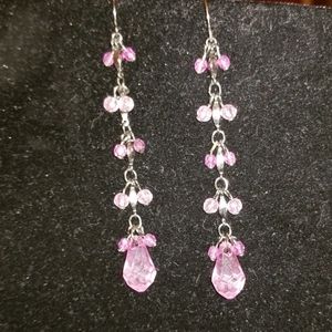 Sassy!! Pink beaded dangling earrings